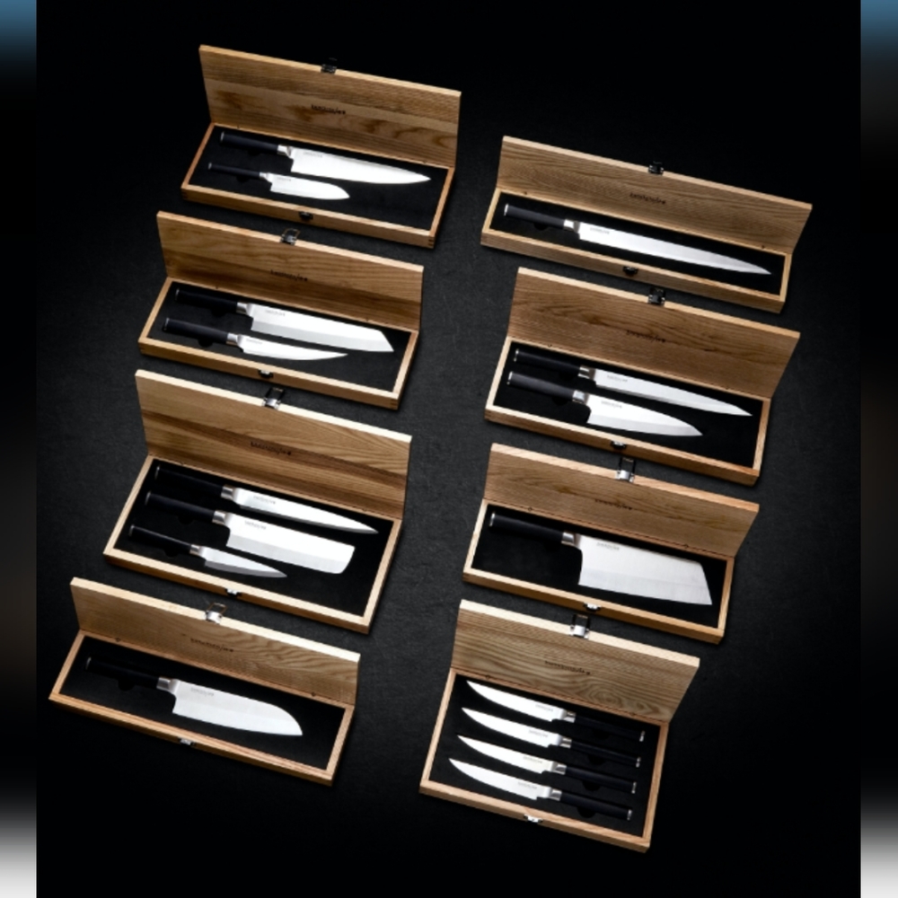 Kamikoto Genten Series knives including 13-inch Yanagiba & steak knife set